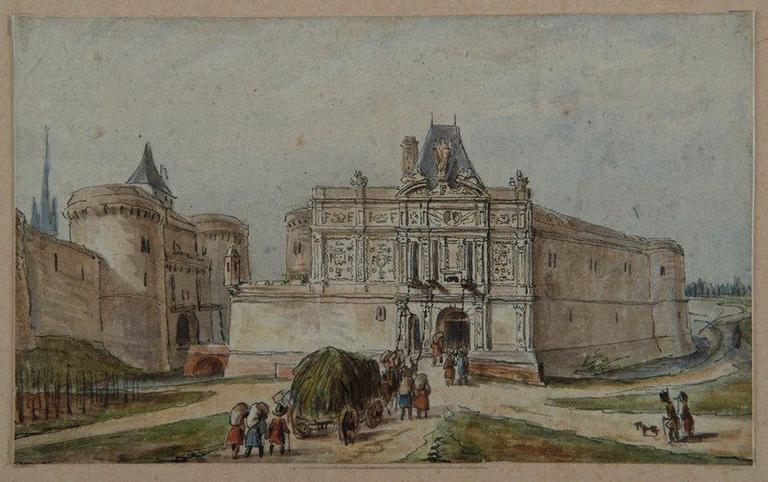 Amiens : restitution dans son état du XVIe siècle de la porte dite Montrescu à la citadelle, (vers 1840) ; Amiens : porte Montre-Ecu_0