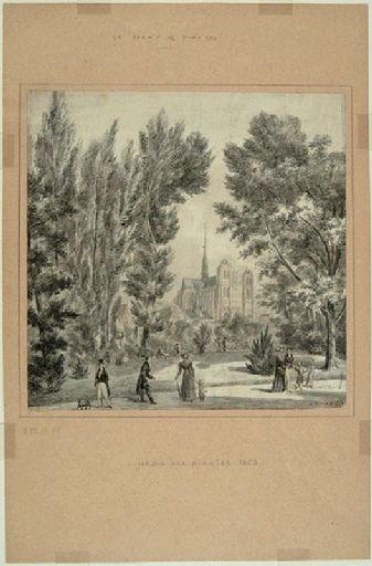 Amiens : cathédrale, depuis le Jardin des plantes ; Amiens : Jardin des plantes, 1823_1