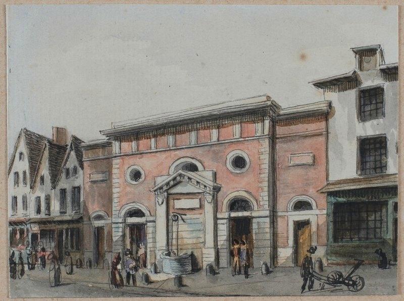 Amiens : la façade de la boucherie neuve, rue des Trippes, (vers 1840) ; Amiens : boucherie neuve (autre titre)_0
