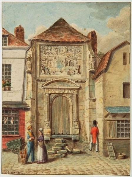 Amiens : la porte du cloître du cimetière Saint-Denis ; Amiens : cimetière Saint-Denis. Porte du cloître en face de la rue du Loup, 1824 (autre titre)_0