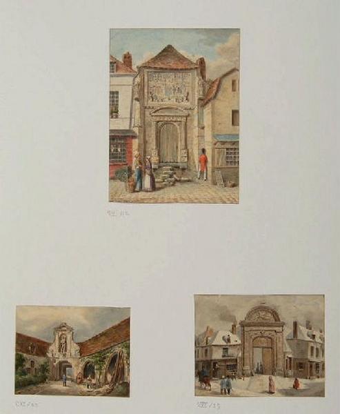 Amiens : la porte du cloître du cimetière Saint-Denis ; Amiens : cimetière Saint-Denis. Porte du cloître en face de la rue du Loup, 1824 (autre titre)_1
