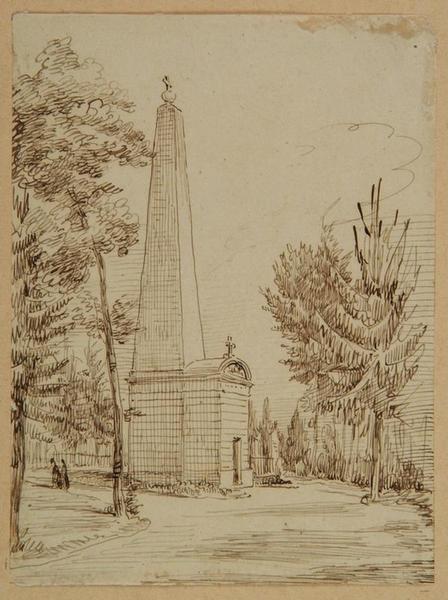Amiens : l'obélisque funéraire de M. Marest, au cimetière de la Madeleine ; Amiens : cimetière de la Madeleine. Tombeau de monsieur Marest (architecte)_0
