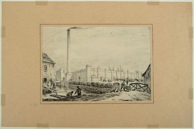 Amiens : la filature de lin dite ' des Anglais ', faubourg de Hem, (vers 1850) ; Amiens : faubourg de Hem. Filature de lin -dite 'des Anglais'- à l'époque de la construction (autre titre)_0