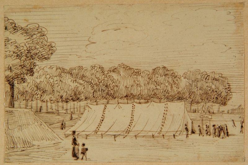 Amiens : la tente du Bey de Titteri, vice-roi d'Alger, exposée au bastion de Longueville les 29 et 30 juillet 1832 ; Amiens : place Longueville. Tente du Bey de Titteri. Vue roi d'Alger exposée au bastion de Longueville le 29 et 30 juillet 1832_0