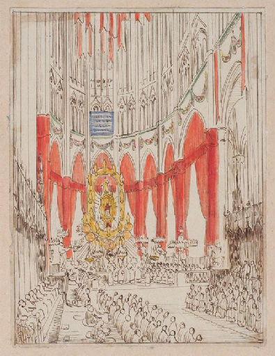 Amiens : le choeur de la cathédrale lors de la translation des reliques de sainte Theudosie le 12 octobre 1853, (1853) ; Amiens : intérieur de la Cathédrale, lors de la translation des reliques de sainte Theudosie en 1853. Le sanctuaire_0