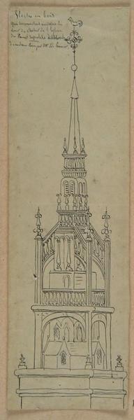 L'ancienne flèche du clocher de l'église Saint-Sépulcre à Abbeville ; Abbeville : Eglise Saint-Sépulcre. Ancienne flèche du clocher_0