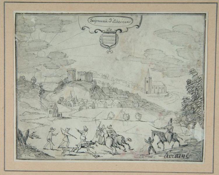 Vue cavalière de la Seigneurie d'Airaines ; Airaines : Vue 'Seigneurie d'Airaines' (autre titre)_0