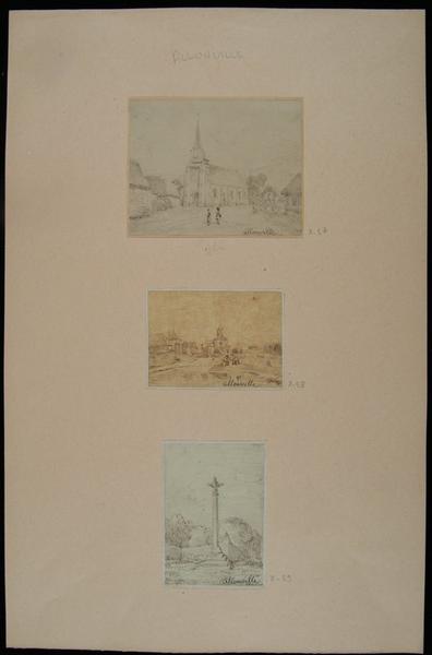 La place de l'église d'Allonville ; Allonville (autre titre)_1