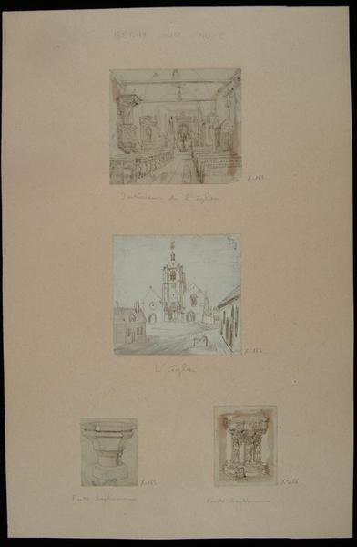 Bénitier de l'église de Berny-sur-Noye ; Berny sur Noye : Fonts baptismaux (autre titre)_1