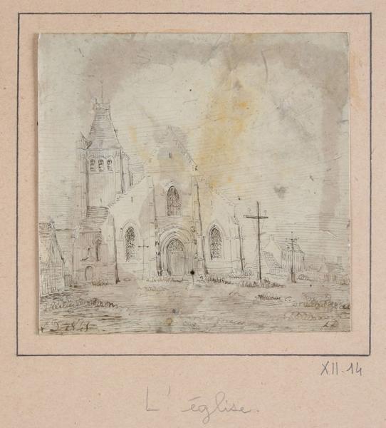 L'église de Davenescourt ; Davenescourt : L'église (vue de la façade occidentale) (autre titre)_0