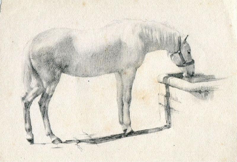 Cheval à l'abreuvoir, Félix Michel, 4e quart 19e siècle, 1er quart 20e siècle