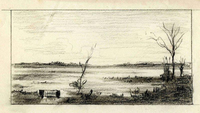 Paysage d'étangs, Félix Michel, 4e quart 19e siècle, 1er quart 20e siècle