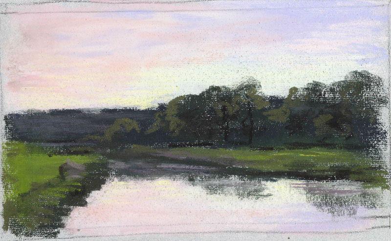 Paysage : Rivière et berges boisées (titre factice), Félix Michel, 4e quart 19e siècle, 1er quart 20e siècle