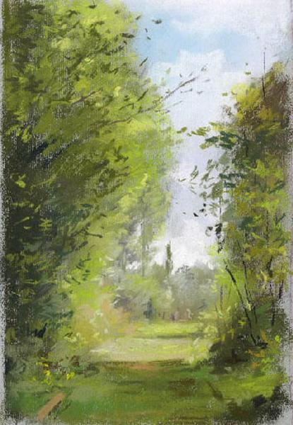 Paysage : Chemin dans la campagne, bordé d'arbres (titre factice), Félix Michel, 4e quart 19e siècle, 1er quart 20e siècle