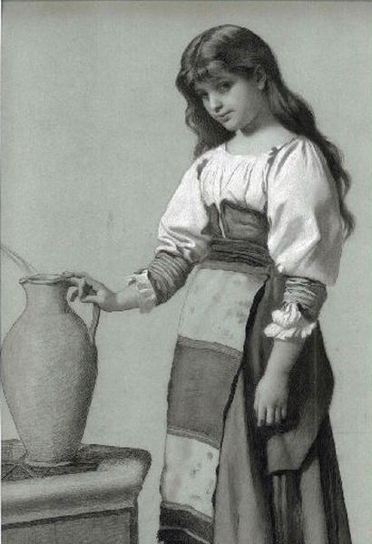 Jeune fille à la fontaine, Charles-Henri Michel, 2e moitié 19e siècle