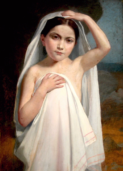 Jeune fille au voile, Charles-Henri Michel, 19e siècle