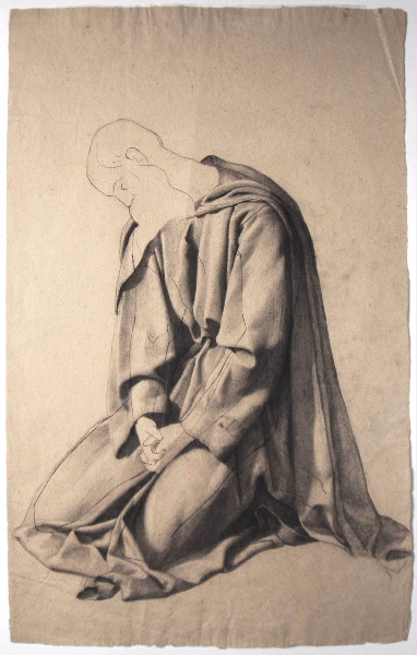 Etude de moine agenouillé (Etude pour la figure d'Antoine dans le tableau "La Mort de Saint Paul, premier ermite", cathédrale de Grasse)_0