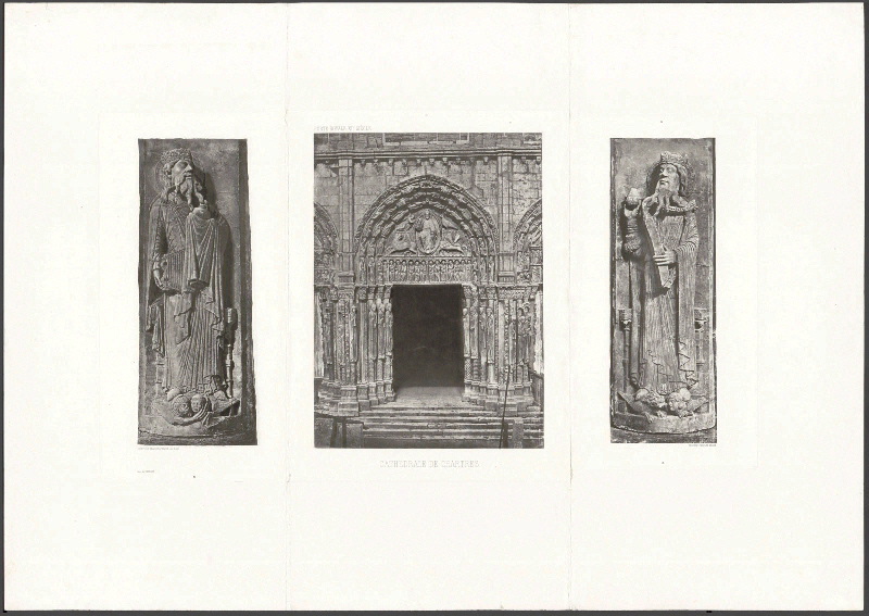 Cathédrale de Chartres, porte centrale du portail royal avec de chaque côté deux moulages en plâtre_0