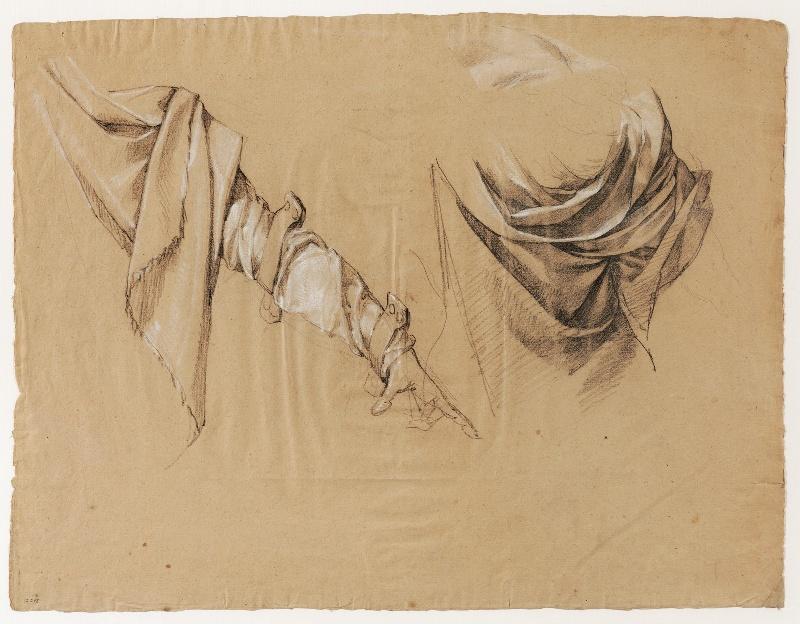 La mort d'Alcibiade (partie gauche), La mort de Tatius (partie droite), Etude de draperies_0