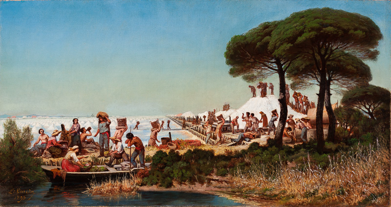 Récolte du sel aux vieux salins d'Hyères, Louis Garcin, 1893