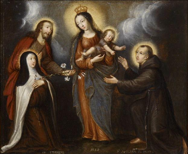 Vierge à l'Enfant avec saint Joseph présentant sainte Thérèse d'Avila et saint Antoine de Padoue, Benoît Alhoste, 1658
