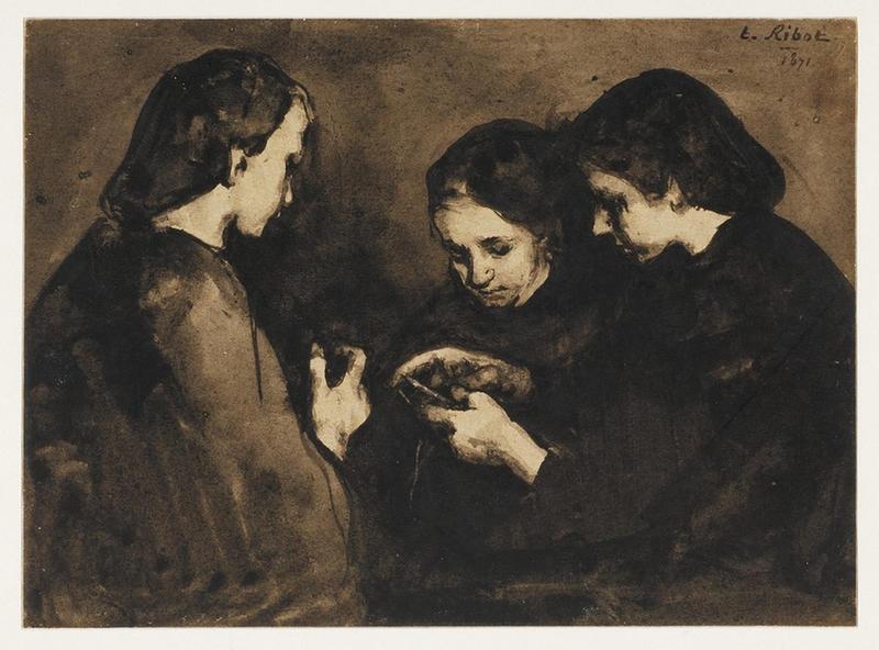 La Leçon de tricot ; Femmes regardant un objet (d'après le cahier d'inventaire)_0