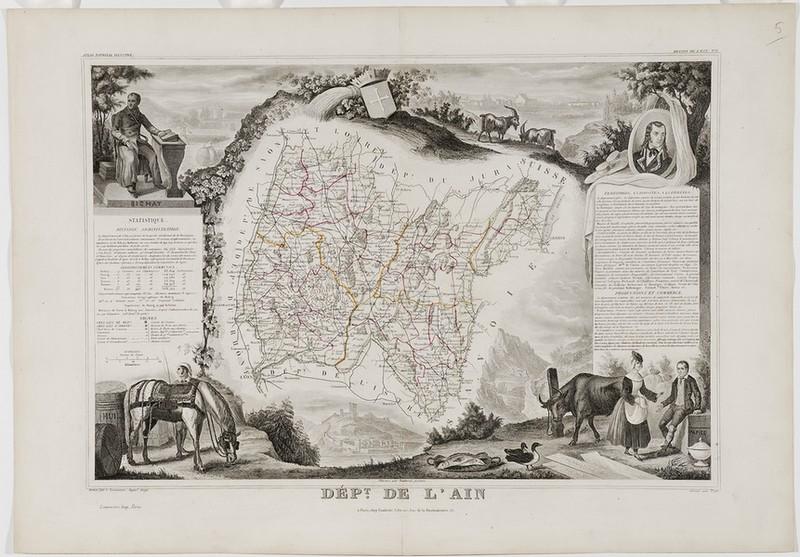Carte du Département de l'Ain, Raymond Bonheur, 1847