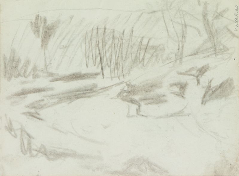 Etude de trois personnages, un cheval et un attelage/étude de paysage_0