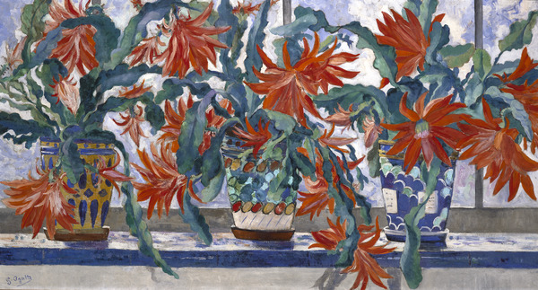 Cactus rouges (dans trois cache-pots de Metthey) ; Cactus rouges (dans trois vases Methey) (Titre attribué)_0