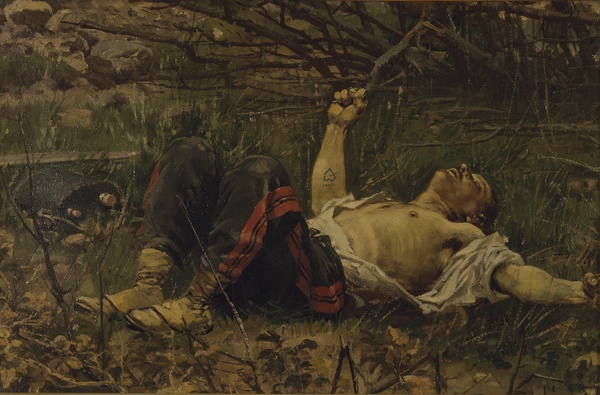 Un artilleur de la garde tué, Jean Baptiste Edouard Detaille, 1882