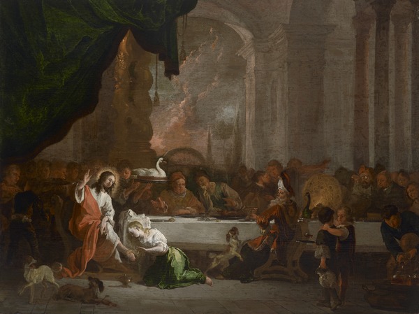 Le repas chez Simon, Abraham Hondius, 17e siècle