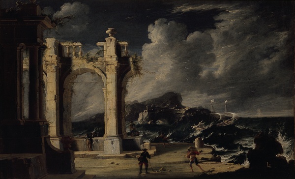 Ruines au bord de la mer. Effet d'orage_0