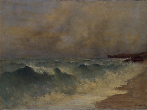 Marine ; La Houle à Cancale (Titre attribué), Marie-Auguste Flameng, 1887