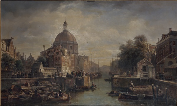 Le Canal du Singel à Amsterdam, Pierre-Justin Ouvrié, 1852