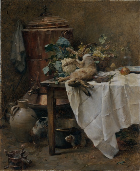 Coin d'office; nature morte, René Louis Chrétien, 19e siècle