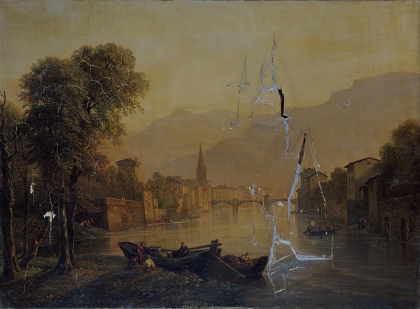 Vue de Grenoble, prise de l'Ile verte, effet de soleil couchant_0