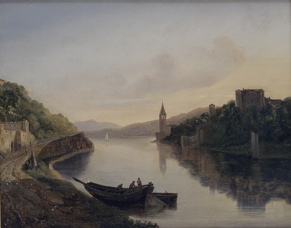 Vue de l'Ile Barbe à Lyon, Isidore Dagnan, 19e siècle