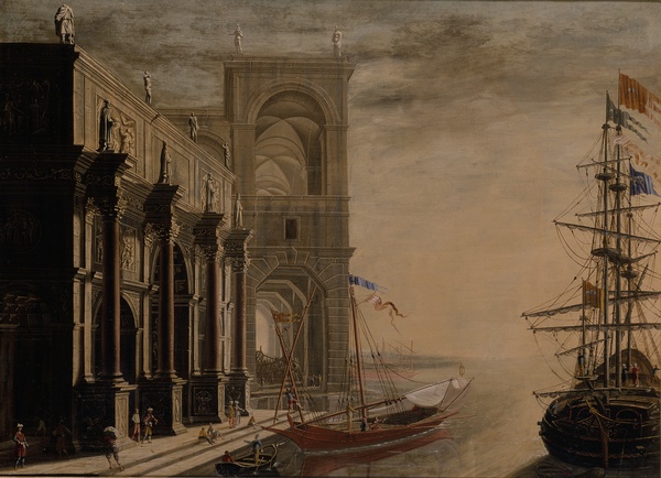 Arc de triomphe et palais près de la mer ; Palais au bord de la mer (Ancien titre)_0