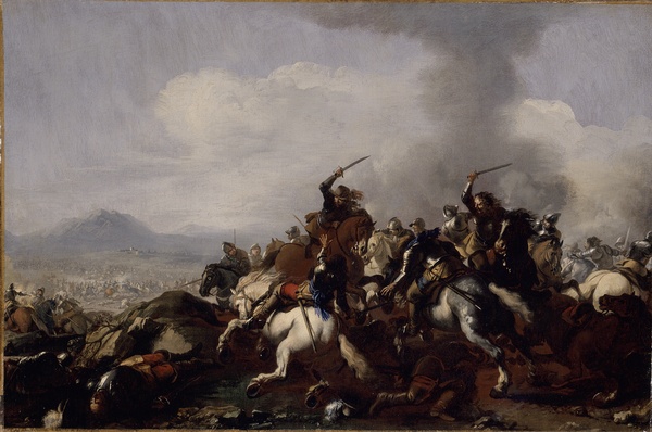 Combat de cavalerie ; Scène de bataille (Ancien titre), Pandolfo Reschi, s.d.