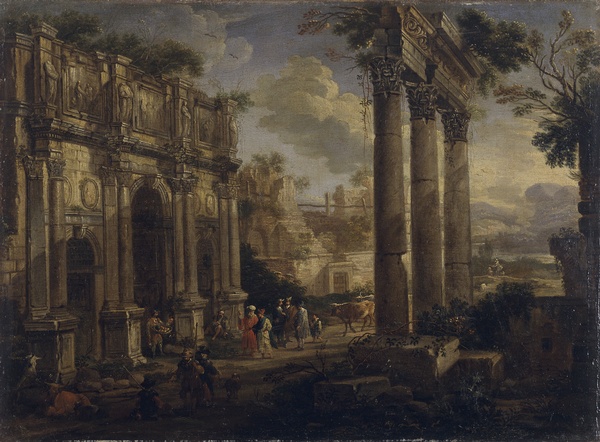 Vue des ruines du Forum romain ; Ruine d'architecture (Ancien titre), Alessandro Salucci, s.d.