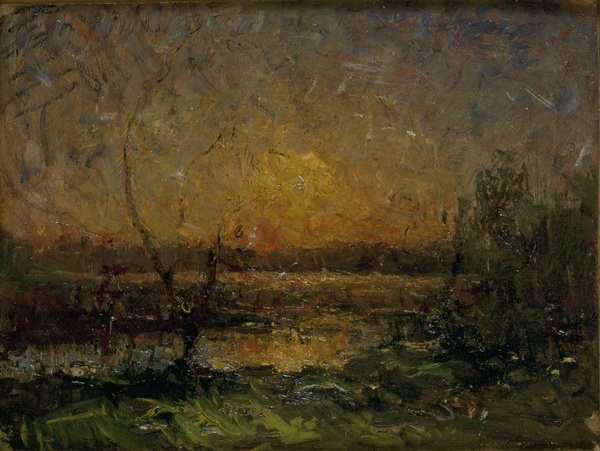 Soleil couchant, François Auguste Ravier, 19e siècle