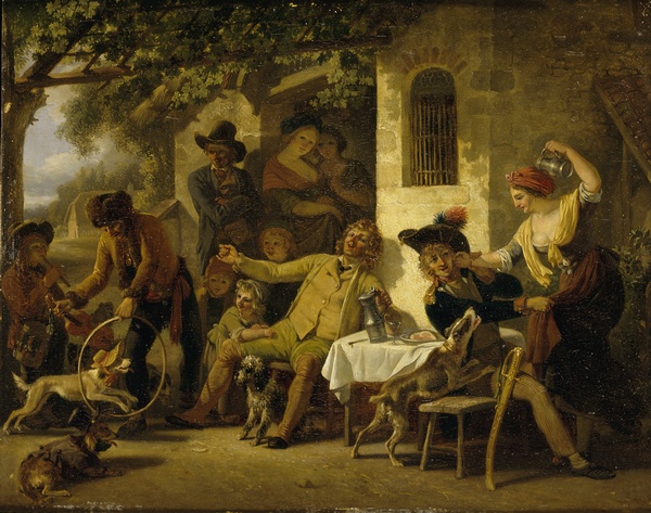 Saltimbanques devant une auberge ; Une scène de foire devant un cabaret de village
Enfants faisant danser un chien (Ancien titre)_0