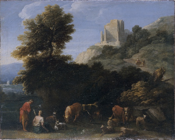 Paysage et bergers ; Paysage (Ancien titre), Jean-Baptiste Féret, s.d.