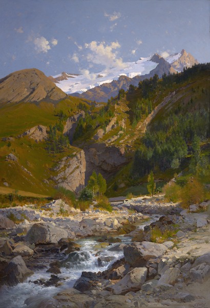 Le torrent de Chalvachère, le glacier du Tabuchet et la Meije_0