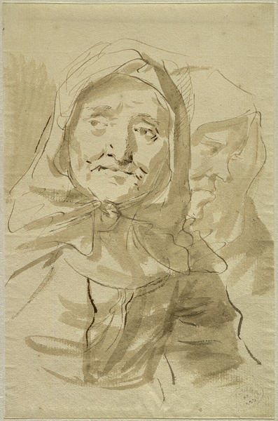 Deux têtes de femme ; Têtes de paysanne (Ancien titre), Pietro Antonio Novelli, 18e siècle