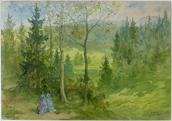 Paysage avec personnages. Plombières ; Clairière dans une forêt (Ancien titre)_0