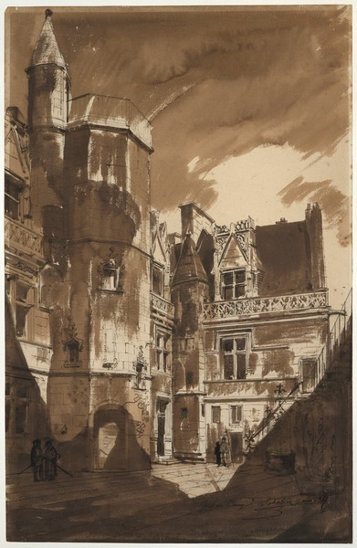 Cour de l'Hôtel de Cluny ; Cour de l'Hôtel de Cluny, à Paris (Ancien titre), François-Victor Sabatier, 1857
