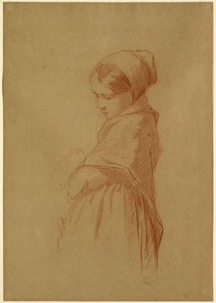 Jeune Fille affligée (Etude pour Soldats distribuant le pain aux indigents) ; Jeune fille affligée (Ancien titre) ; Jeune fille attristée (Autre titre), Isidore Alexandre Augustin Pils, 1852
