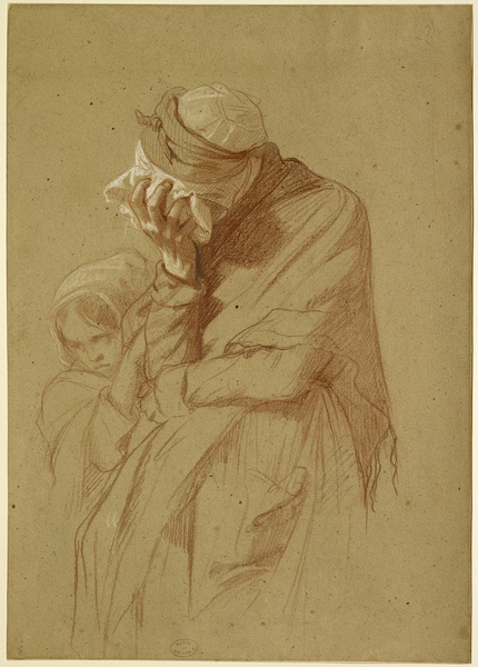 Vieille Femme et petite fille (Etudes pour La Mort d'une soeur de charité) ; Vieille femme et petite fille éplorées (Ancien titre) ; Femme pleurant et petite fille (Autre titre), Isidore Alexandre Augustin Pils, 1850