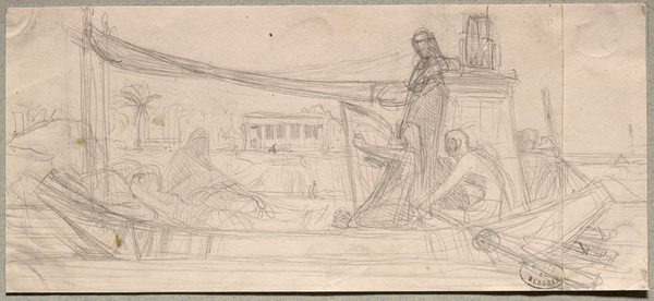 Etude de barque sur le Nil, Dominique Papety, 19e siècle